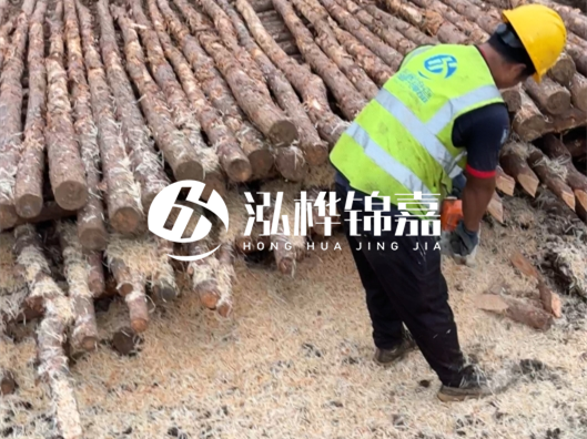 松木樁廠家泓樺錦嘉-打松木樁一天能完成多少根的施工量？